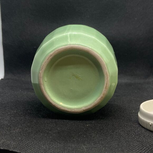 ceramic relish jar with lid and spoon green vintage style cute small retro kitch - Picture 8 of 12